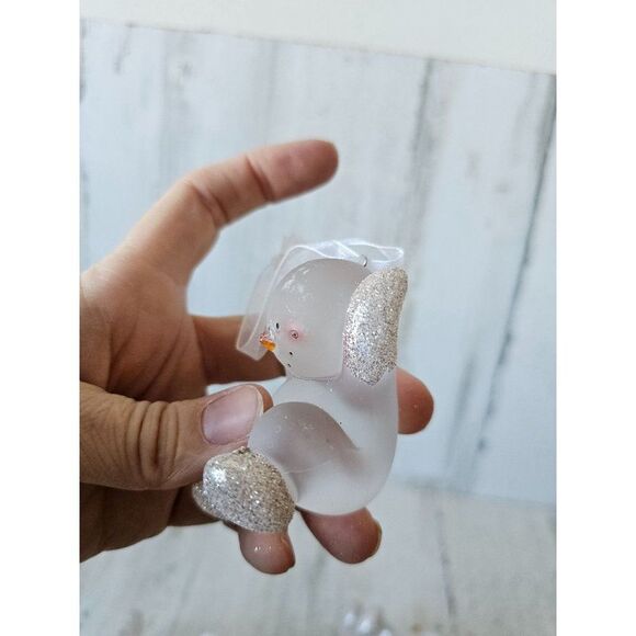 Glass snowman sparkle glitter ornament set Xmas tree - Picture 13 of 16